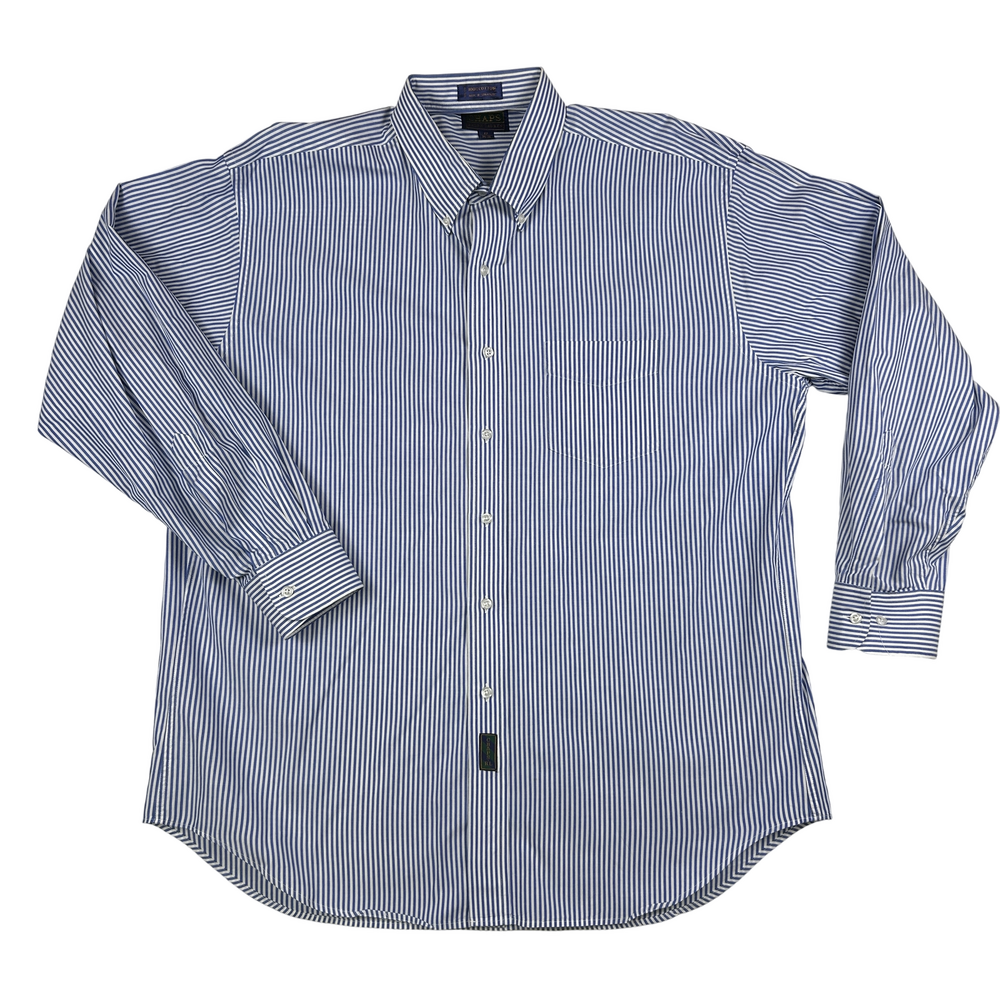 Vintage Chaps Ralph Lauren Shirt Mens 17 34/35 Blue Striped Button Down 90s
